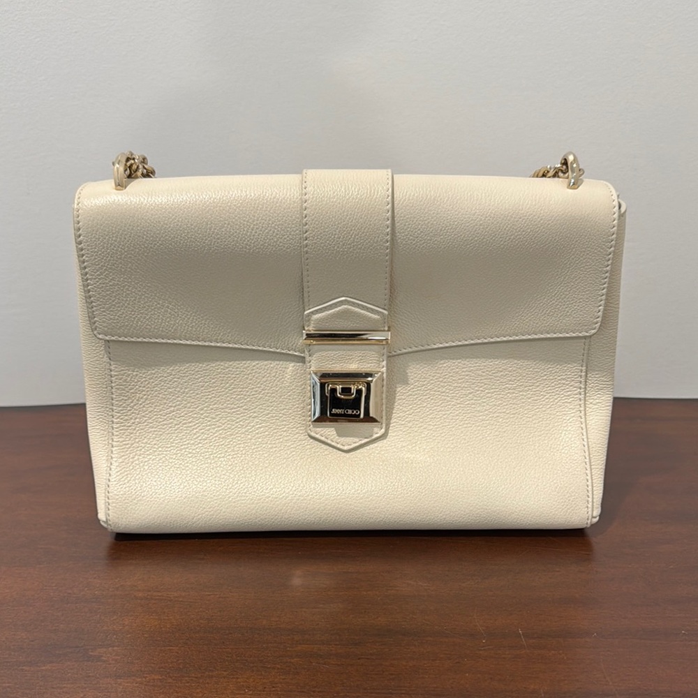 Jimmy Choo Cream Shoulder Bag with Minimalist Design